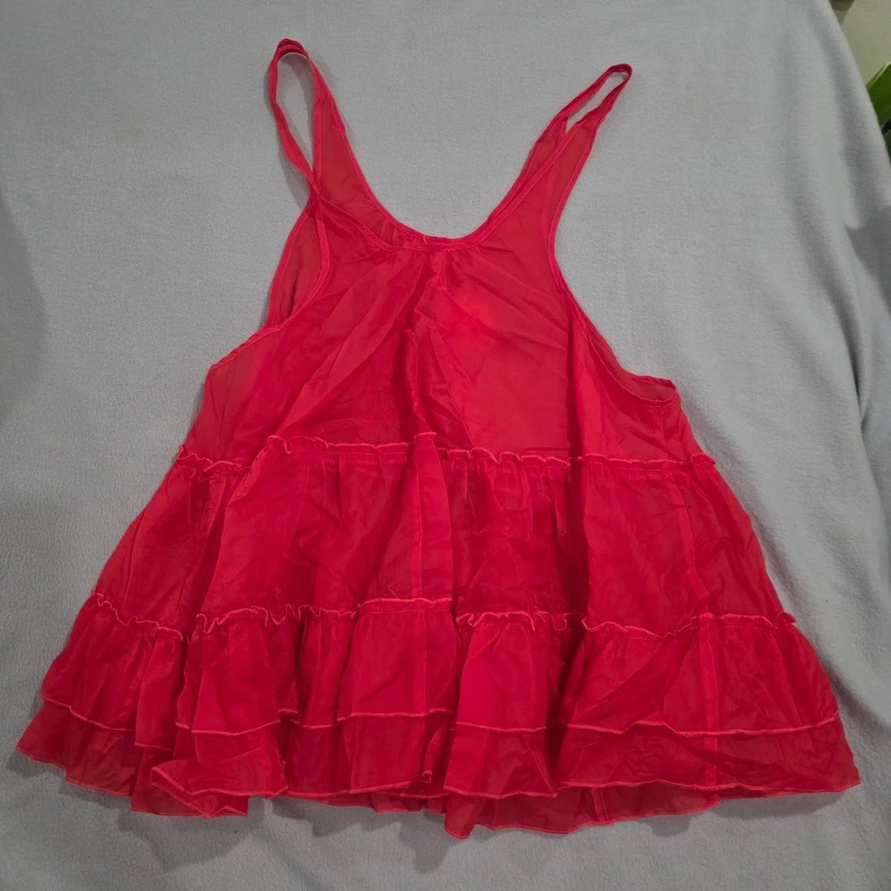 Free People Movement Grapefruit Red Tiered Babydoll Tank Top NWT OB2211700 S - Picture 7 of 9